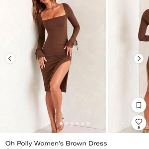 Oh Polly Chocolate Long Sleeve Dress